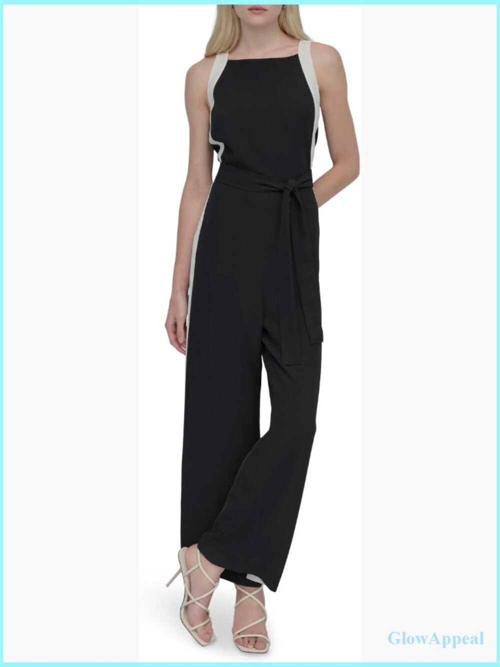 Sleeveless Square Neck Straight Leg Ankle Jumpsuit Zipper Closure